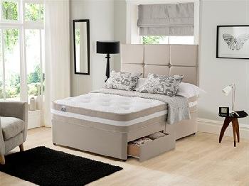 Silentnight Atlanta Divan Set 4' Small Double Sandstone Platform Top - 2 + 2 Continental Drawers Divan