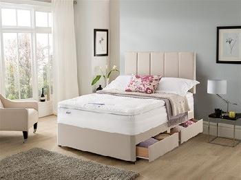 Silentnight Geltex Affinity 1850 Divan Set 4' 6 Double Sandstone Platform Top - No Drawers Divan