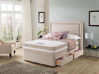 Silentnight London Divan Set 4' 6 Double Sandstone Platform Top - No Drawers Divan