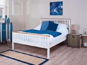 Silentnight Minerve 4' 6 Double White Slatted Bedstead Wooden Bed