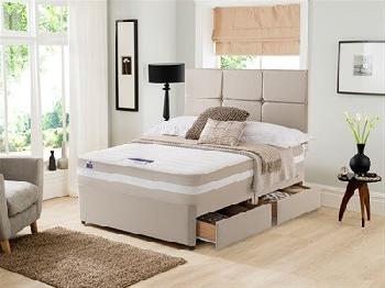 Silentnight Moscow Divan Set 5' King Size Sandstone Platform Top - 2 + 2 Continental Drawers Divan