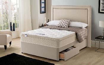 Silentnight Oslo Miracoil Memory Cushion Top Divan, Double, 4 Drawers, Matching Paris Headboard