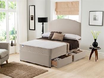 Silentnight Seoul Divan Set 6' Super King Sandstone Platform Top - 2 + 2 Continental Drawers Divan