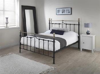 Silentnight Sydney - Black 5' King Size Black and Brass Metal Bed