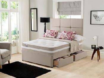 Silentnight Torino Divan Set 3' Single Sandstone Platform Top - 2 Drawers Divan