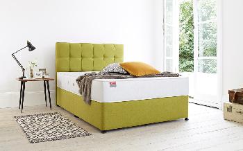 Slumberland Tempo Divan, Double, 2 Drawers, Almond, Retro Headboard