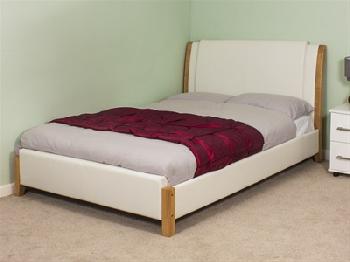 Snuggle Beds Chelsea Leather (White) 4' 6 Double White Leather Bed