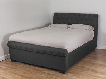 Snuggle Beds Eleanor - Dark Grey Fabric 4' Small Double Dark Grey Fabric Ottoman Bed