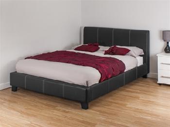 Snuggle Beds Remy Leather (Black) 4' 6 Double Black Bed Frame Only Leather Bed