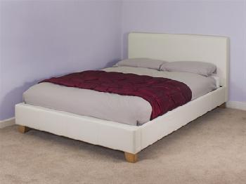 Snuggle Beds Remy Leather (White) 4' 6 Double White Bed Frame Only Leather Bed