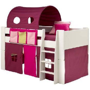 Steens Glossy White Mid Sleeper Bed Frame with Purple Tunnel and Tent Steens White Mid Sleeper Frame with Purple Tunnel and Tent