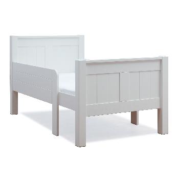 Stompa Classic Kids Starter Bed and Foam Mattress - White with Underbed Drawer