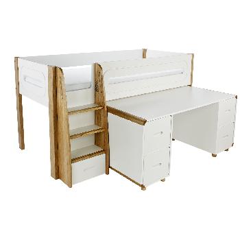 Stompa Radius Midsleeper and Desk with 4 Doors White