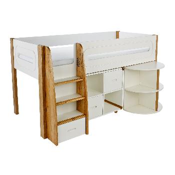 Stompa Radius Midsleeper Pull Out Desk and Cube with 2 Doors White