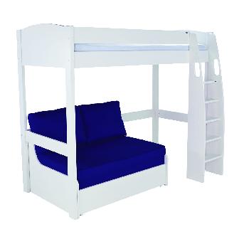 Stompa UNOS high sleeper frame white - incl double sofa bed blue