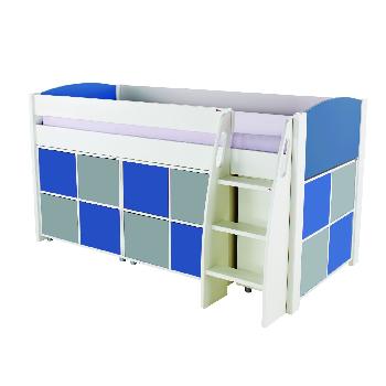 Stompa UNOS mid sleeper blue - incl 3 multi cubes with 2 blue and 2 grey doors in each cube