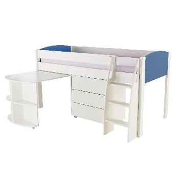 Stompa UNOS mid sleeper blue - incl pull out desk and 1 chest of drawers
