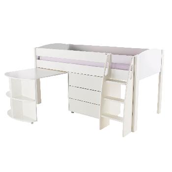Stompa UNOS mid sleeper white - incl pull out desk and 1 chest of drawers