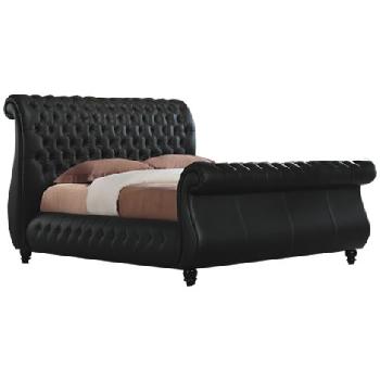 Swan Leather Bed Frame Black Superking