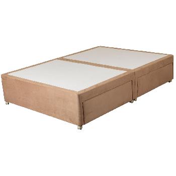 Sweet Dreams Amber Suede Divan Base - Double - Sprung Edge - Chocolate - 2 Drawers