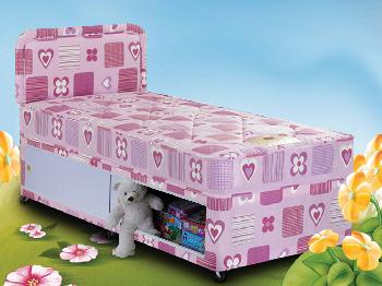 Sweet Dreams Hearts Single Slidestore Divan Bed