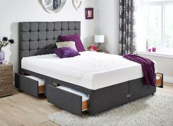 TEMPUR Cloud Deluxe 22 and Luxury Base Divan Bed - Dark Grey - Medium - 4'6 Double