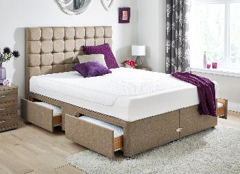TEMPUR Cloud Deluxe 22 and Luxury Base Divan Bed - Oatmeal - Medium - 4'0 Small Double