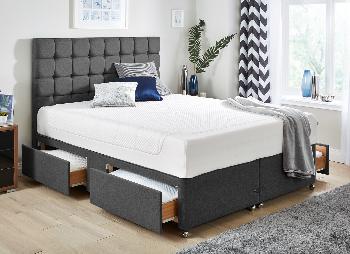 TEMPUR Cloud Deluxe 27 and Luxury Base Divan Bed - Dark Grey - Medium - 4'6 Double