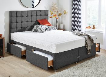 TEMPUR Sensation Deluxe 22 and Luxury Base Divan Bed - Dark Grey - Medium - 4'6 Double