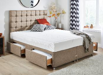 TEMPUR Sensation Deluxe 22 and Luxury Base Divan Bed - Oatmeal - Medium - 4'0 Small Double
