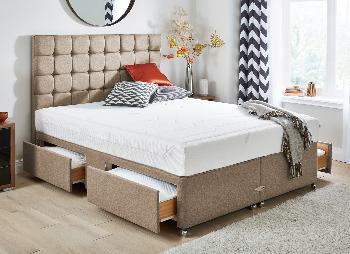 TEMPUR Sensation Deluxe 22 and Luxury Base Divan Bed - Oatmeal - Medium - 4'6 Double