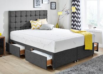 TEMPUR Sensation Deluxe 27 and Luxury Base Divan Bed - Dark Grey - Medium - 4'6 Double