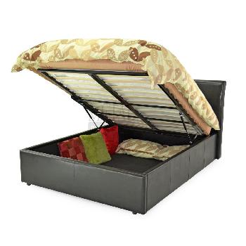 Texas Faux Leather Ottoman Bed Single Black