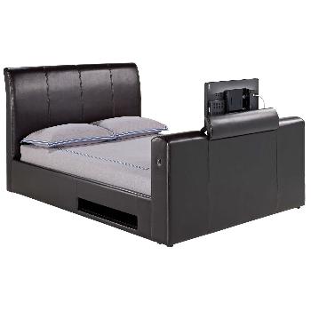 TGB Manhattan Faux Leather TV Bed Manhattan Faux Leather TV Bed Frame Double Black