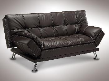 Tgc Georgia Brown Faux Leather Sofa Bed, Brown Leather Bed Settee