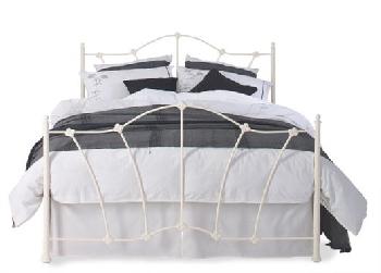 Thorpe Glossy Ivory Metal Bed Frame - 4'6 Double