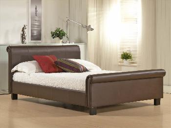 Time Living 4ft Aurora Small Double Brown Faux Leather Bed Frame