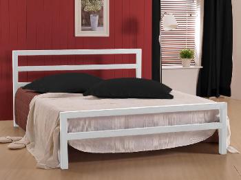 Time Living 4ft City Block Small Double White Metal Bed Frame
