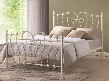 Time Living 4ft Inova Small Double Ivory Metal Bed Frame