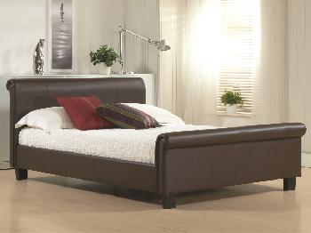 Time Living Aurora Double Brown Faux Leather Bed Frame