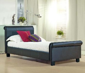 Time Living Aurora Single Black Faux Leather Bed Frame