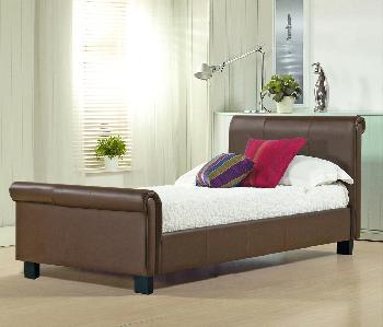 Time Living Aurora Single Brown Faux Leather Bed Frame