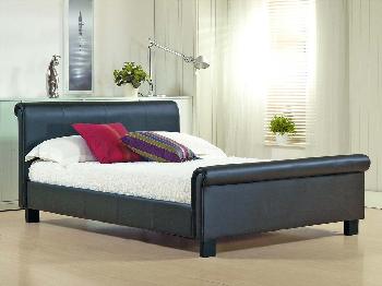 Time Living Aurora Super King Size Black Faux Leather Bed Frame