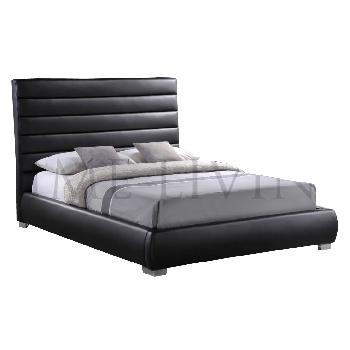 Time Living Chessington Leather Bed Frame - Kingsize - Black