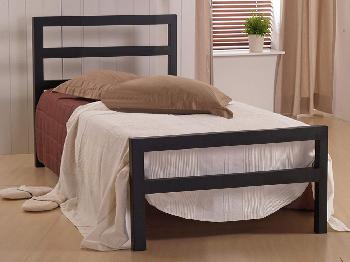 Time Living City Block Single Black Metal Bed Frame