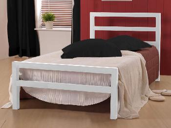 Time Living City Block Single White Metal Bed Frame