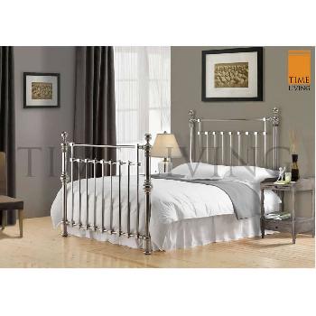 Time Living Edward Chrome Metal Bed Frame - Double