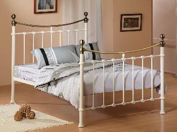 Time Living Elizabeth Double Ivory and Brushed Nickel Metal Bed Frame