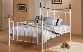 Time Living Elizabeth Metal Bed Frame, King Size, Ivory