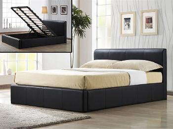 Time Living Frankfurt Double Brown Faux Leather Ottoman Bed Frame
